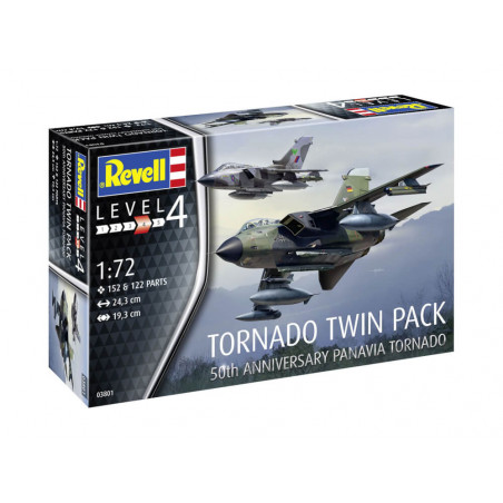 Revell Level 4 Modellbausatz mit zwei Panavia Tornado Jets, Verpackung trägt den Schriftzug "Tornado Twin Pack".