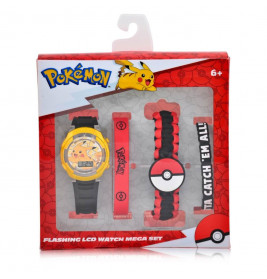 Accutime LCD Armbanduhr Set Pokémon mit Accessoires