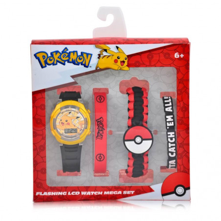 Accutime LCD Armbanduhr Set Pokémon mit Accessoires