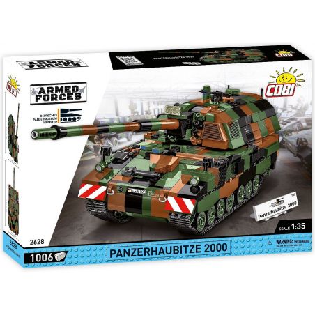 Cobi Panzerhaubitze 2000 Modell-Set, 1:35, 1006 Teile, Box zeigt fertigen Tarn-Tank auf der Vorderseite.