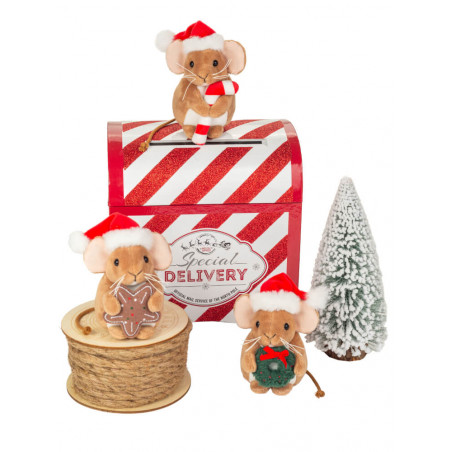 Weihnachtsmaus mit Kranz, 11 cm