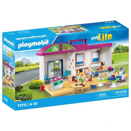 Playmobil My Life Tierklinik-Set, zeigt Figuren, Tiere und Zubehör, für 4-10 Jahre, 79-teilig.