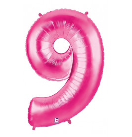 Zahl 9 fuchsia 102 cm / incl. Helium