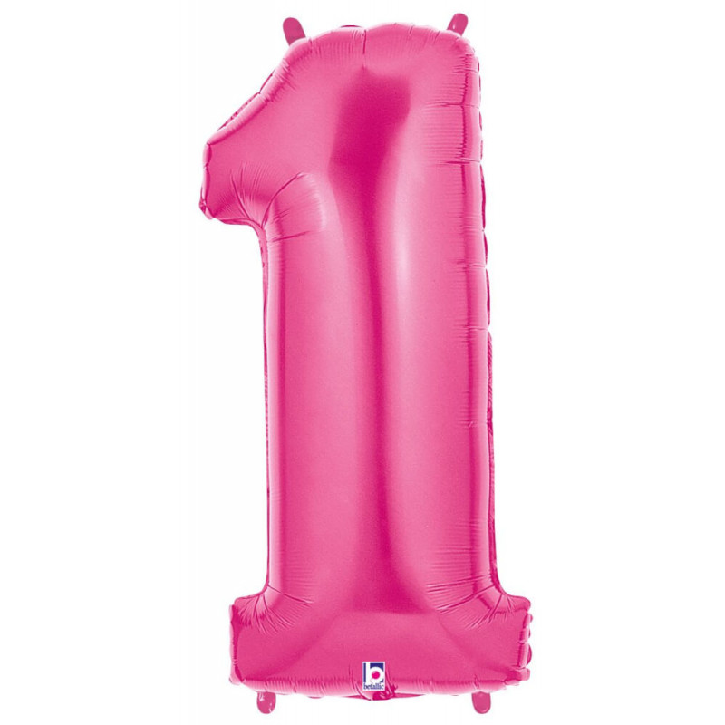 Zahl 1 fuchsia 102 cm / incl. Helium