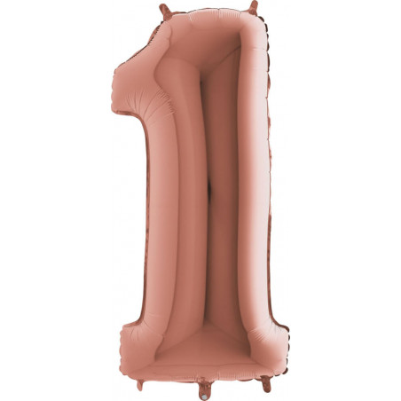 Zahl 1 rose gold 102 cm / incl. Helium
