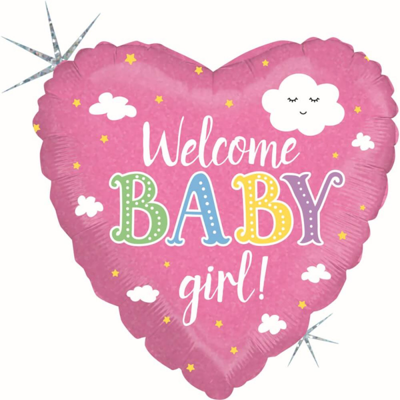 Welcome Baby Girl 46 cm incl. Helium