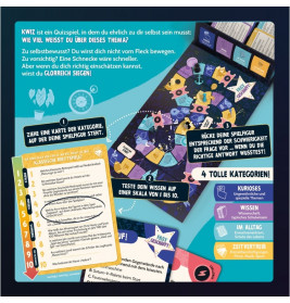 Ein deutsches Brettspiel mit bunten Karten, Spielfiguren sowie Anleitungen zum Spielen und Punkten.