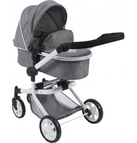 Puppen-Kombiwagen Mika Jeans grau
