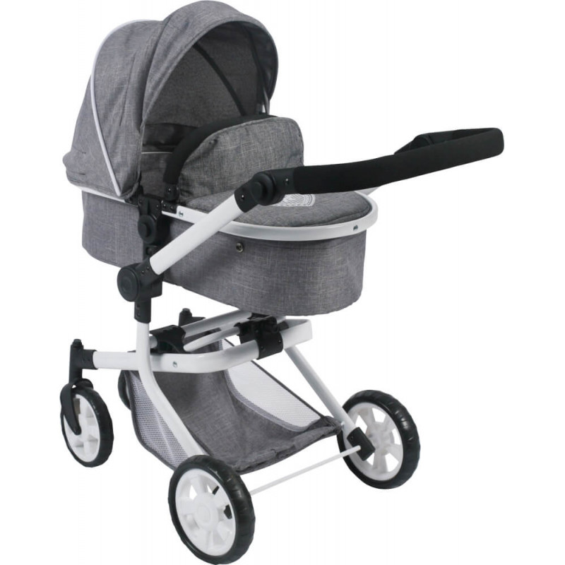 Puppen-Kombiwagen Mika Jeans grau