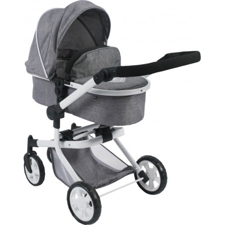 Puppen-Kombiwagen Mika Jeans grau