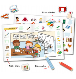 Mein 1. Sticker-Malbuch: Kindergarten - Mini Künstler