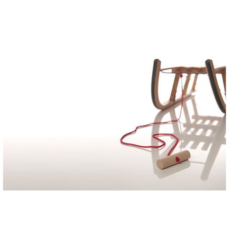 Ziehseil Schlitten rot mit Kna uf