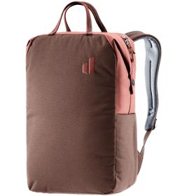 Rucksack in Braun und Rosa mit Tragegriffen oben sowie gepolsterten Schultergurten.