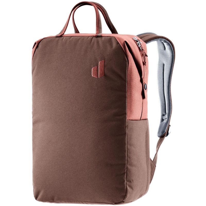 Rucksack in Braun und Rosa mit Tragegriffen oben sowie gepolsterten Schultergurten. Rucksack in Braun und Rosa mit Tragegriffen oben sowie gepolsterten Schultergurten.