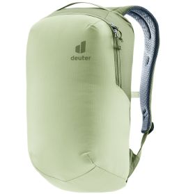 Hellgrüner Deuter-Rucksack mit einem Reißverschluss, gepolsterten Schultergurten und minimalistischem Design.