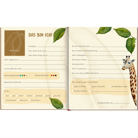 Freundebuch: Lebensgr.-Wilde Tiere Afrikas