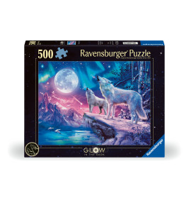 Puzzle - Wolf im Nordlicht 500 Teile