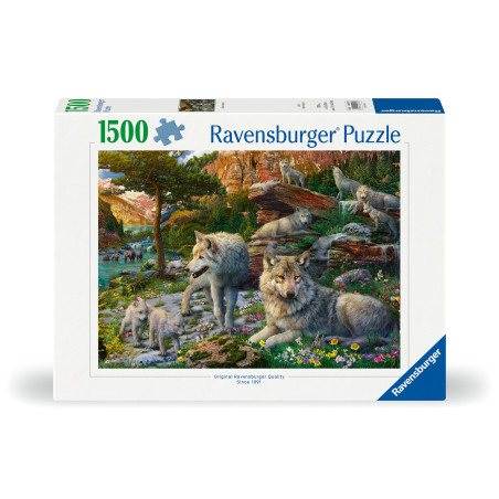 Puzzle Wolfsrudel im Frühling serwachen 1500 Teile