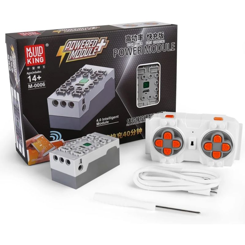 Mud King Power Modul Set mit Steuerbox, Fernbedienung, Schraubenzieher und Verpackung.