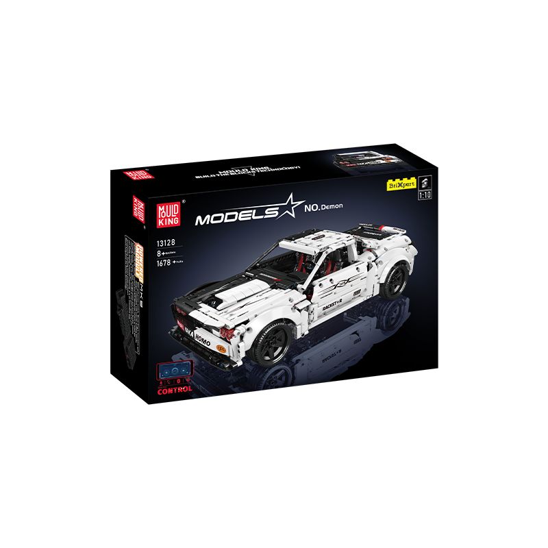 Schwarze Box mit weißem Sportwagen-Bauset von Models und Mould King, ab 8 Jahren, 1078 Teile.