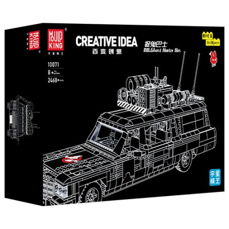 Schwarze Box eines Baustein-Auto-Sets Creative Idea mit weißer Modellskizze auf der Vorderseite.