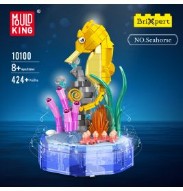 Seepferdchen-Bausatz im LEGO-Stil mit Korallen, 424 Teile, ab 8 Jahren, von Mould King Brixpert.