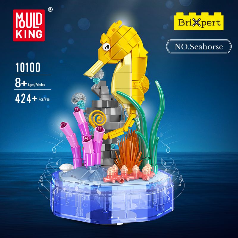 Seepferdchen-Bausatz im LEGO-Stil mit Korallen, 424 Teile, ab 8 Jahren, von Mould King Brixpert. Seepferdchen-Bausatz im LEGO-Stil mit Korallen, 424 Teile, ab 8 Jahren, von Mould King Brixpert.