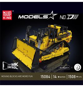 Mould King Bauset gelber Bulldozer, 1.508 Teile, Modellnummer 15084.