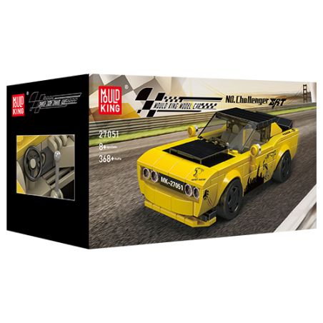Box des Mould King ML Challenger Sets mit gelbem Cabrio-Modell auf einer Rennstrecke.