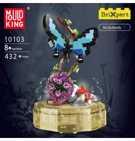 Lego-Schmetterling auf Blumenbasis mit Pilzen, geeignet ab 8 Jahren, enthält 432 Teile.
