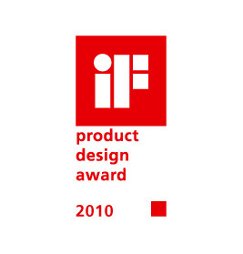 Rotes iF product design award 2010 Logo auf weißem Hintergrund.