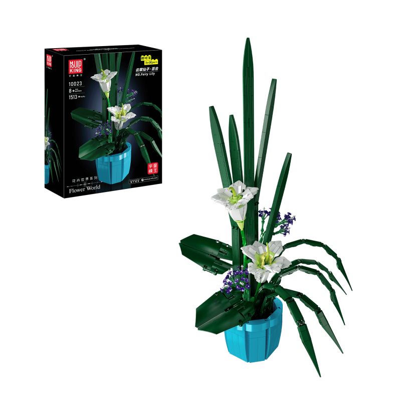 Blumenarrangement aus Kunststoffsteinen mit weißen und violetten Blüten im blauen Topf, Schachtel links sichtbar. Blumenarrangement aus Kunststoffsteinen mit weißen und violetten Blüten im blauen Topf, Schachtel links sichtbar.