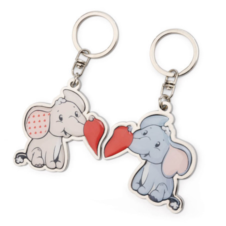 Schlüsselanhänger 2er-Set Love Elefant aus Metall