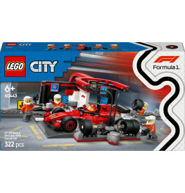 LEGO City 60443 F1 Boxenstopp mit Boxencrew und Ferrari Flitzer