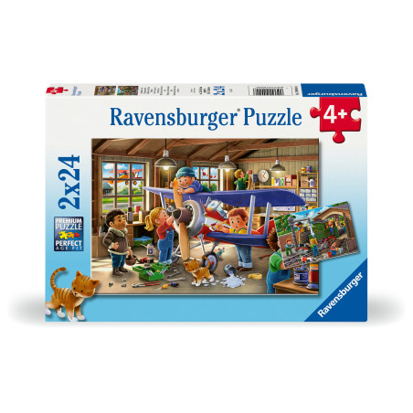 Eisenbahn- und Flugzeugservice Puzzle 2 x 24 Teile