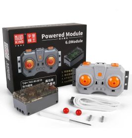 Fernsteuerungs-Set mit Box, zwei roten Joysticks, Kabeln und zwei roten Bällen.