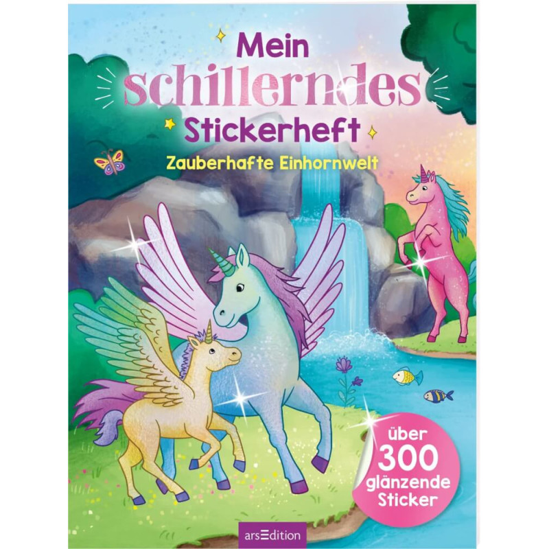 Schillerndes Stickerheft Einhornwelt