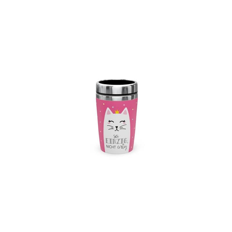 Zoofreunde Katze pinke Tasse, 350ml, mit Krone und So einzigartig, nicht artig-Katzenmotiv von PBS Deutschland Nord.