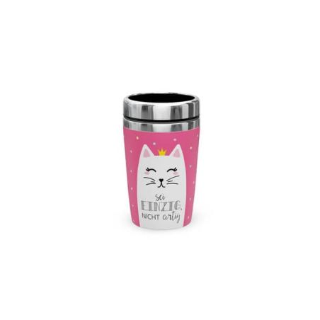Zoofreunde Katze pinke Tasse, 350ml, mit Krone und So einzigartig, nicht artig-Katzenmotiv von PBS Deutschland Nord.