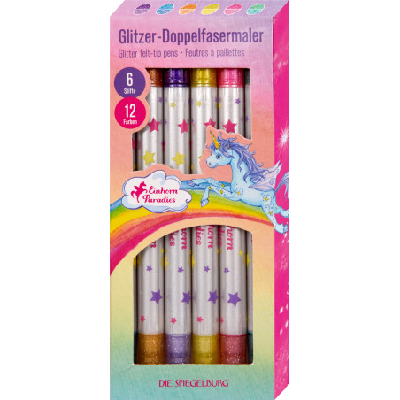 Glitzer-Doppelfasermaler - Einhorn-Paradies