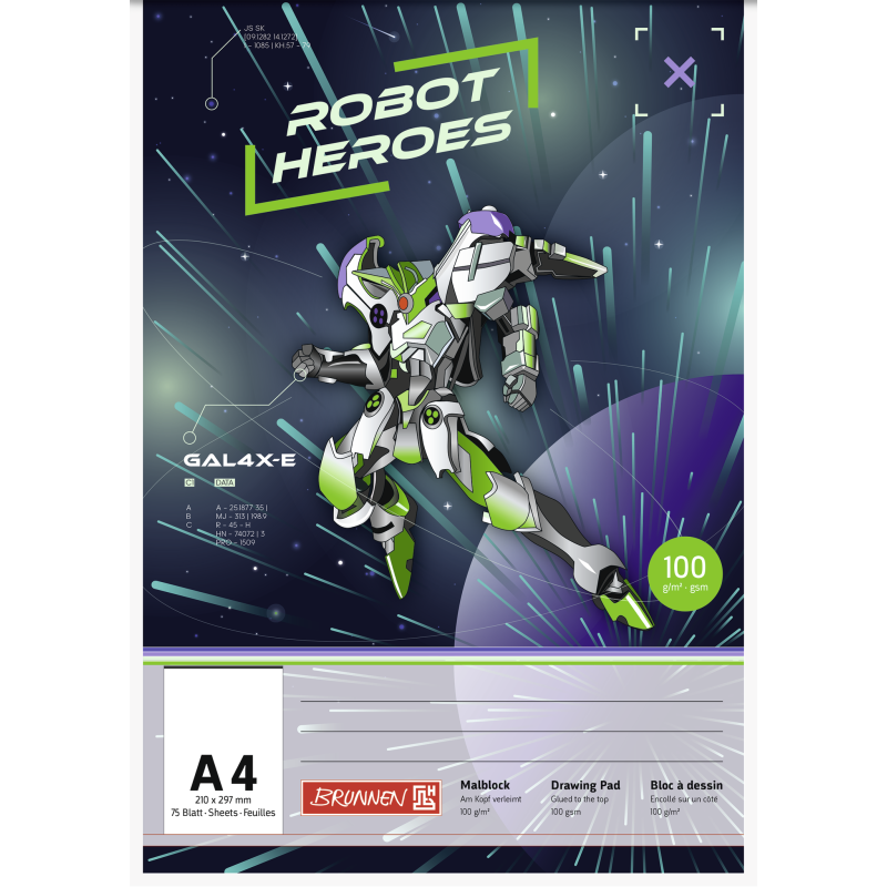 Malblock A4 100g 75 Blatt Robo r Hero