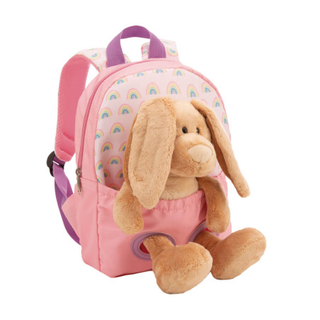 Rucksack mit Plüschtier 21x26cm Hase 25cm
