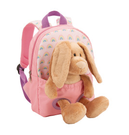 Rucksack mit Plüschtier 21x26cm Hase 25cm