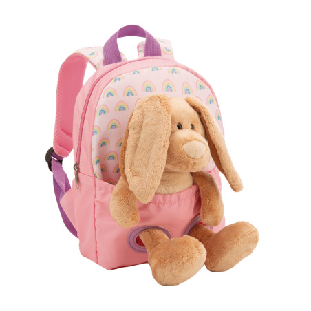 Rucksack mit Plüschtier 21x26cm Hase 25cm