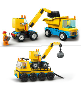 60391 Baufahrzeuge und Kran mit Abrissbirne