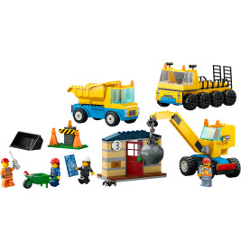60391 Baufahrzeuge und Kran mit Abrissbirne