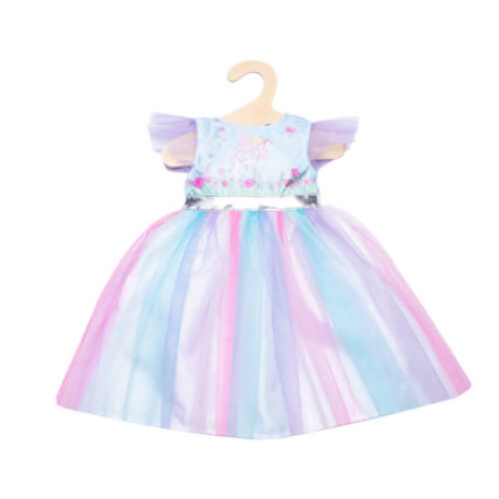 Puppen-Kleid Fee und Einhorn mit silberner Krone, Gr. 28-35 cm