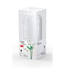 Weiße Sluban-Verpackung für Blumen-Bausteinset mit Sichtfenster, das die Bausteine im Inneren zeigt.