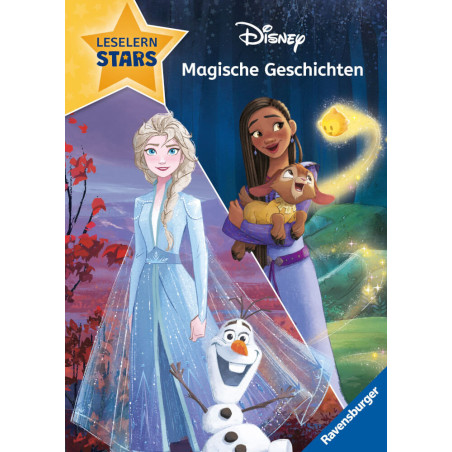 Elsa, Olaf und weitere Disney-Figuren stehen gemeinsam auf einem magischen, bunten Buchcover. Elsa, Olaf und weitere Disney-Figuren stehen gemeinsam auf einem magischen, bunten Buchcover.