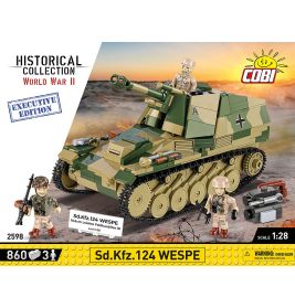 Cobi WWII Sd.Kfz.124 Wespe Set: Box mit Panzer und drei Soldatenfiguren.